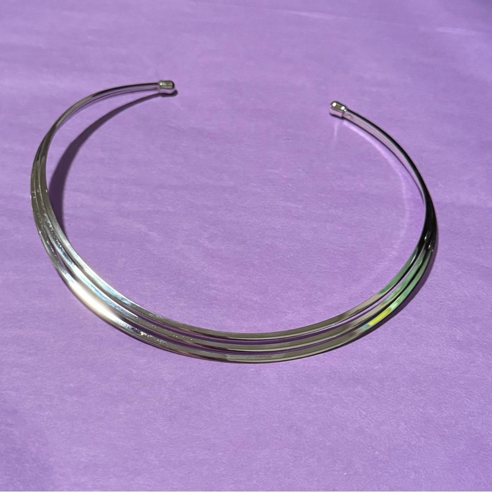 Lia Sophia Polished Silver Triple-Band Collar Necklace
